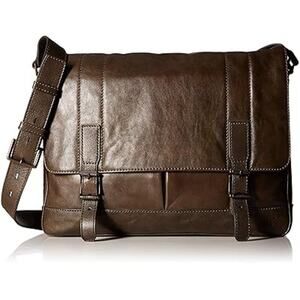 Frye Men's Dark Olive Leather Oliver Flap Messenger Bag